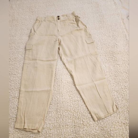 Wonderly linen blend cargo utility pants size large - Picture 2 of 12